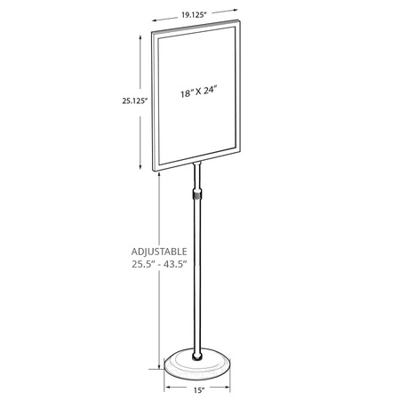 Azar Displays 18"W x 24"H Two-Sided Slide-In Floor Stand on Chrome Base 300288